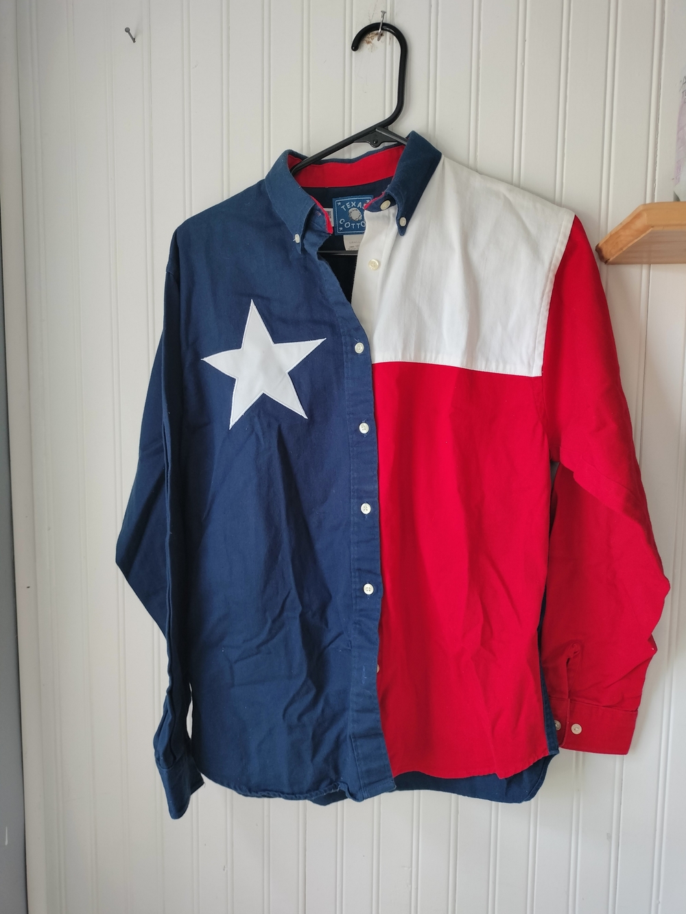 Men's Colorblock Button-Down Shirt in Red, White & Blue